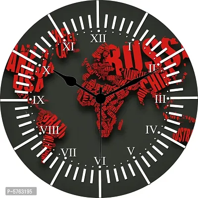 Designer Printed Round Clock Without Glass For Home