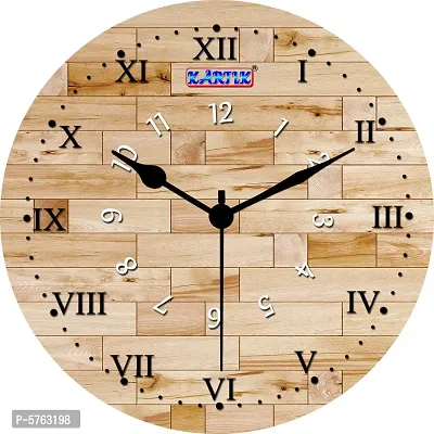 Print Designer Wooden Wall Clock With Glass For Home