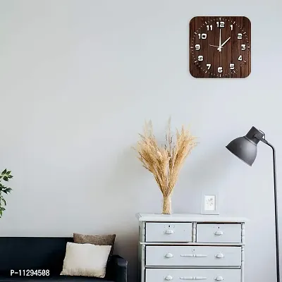KARTIK Printed Designer Square Wooden Wall Clock Without Glass for Home/Living Room/Bedroom/Kitchen and Office (Multicolor-2)-thumb2