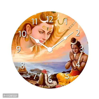 KARTIK? Lord Designer Printed Round Wooden Wall Clock Without Glass for Your Home/ Living Room/ Bedroom/ Kitchen and Office (Multicolor, 11X11 inches)-thumb0