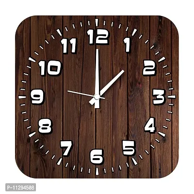 KARTIK Printed Designer Square Wooden Wall Clock Without Glass for Home/Living Room/Bedroom/Kitchen and Office (Multicolor-2)-thumb0