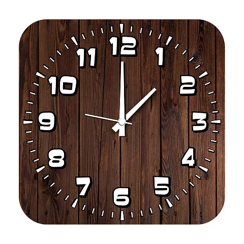KARTIK Printed Designer Square Wooden Wall Clock Without Glass for Home/Living Room/Bedroom/Kitchen and Office