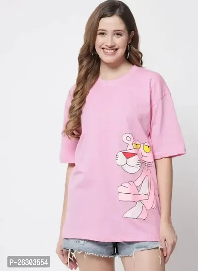 Elegant Pink Cotton Printed Tshirt For Women