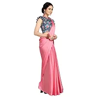 anant designer studio Women's Soft Satin Silk Saree With Digital Printed Blouse Piece Unstitchedhellip; (Light Pink)-thumb3