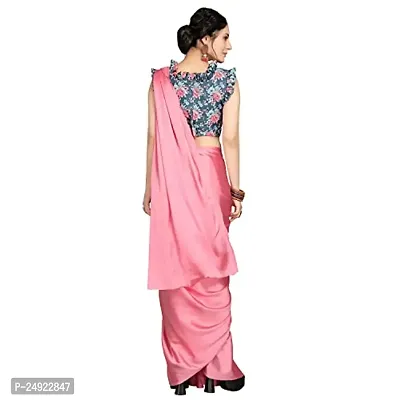 anant designer studio Women's Soft Satin Silk Saree With Digital Printed Blouse Piece Unstitchedhellip; (Light Pink)-thumb2