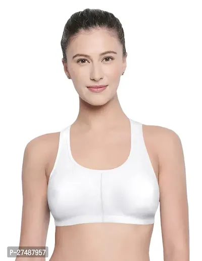 Stylish White Cotton Blend Solid Non Padded Bra For Women