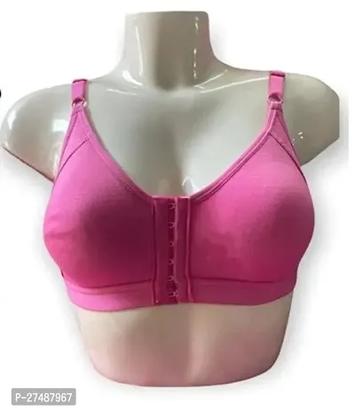 Stylish Pink Cotton Blend Solid Non Padded Bra For Women