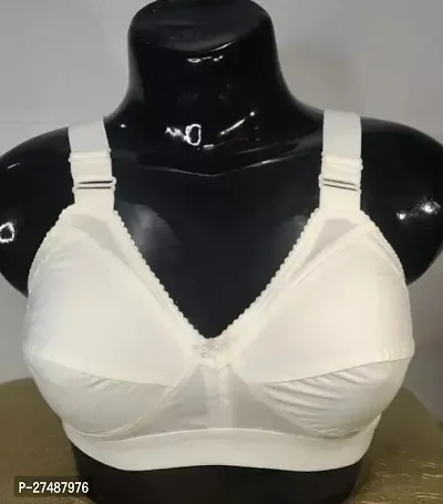 Stylish White Cotton Blend Solid Non Padded Bra For Women-thumb0