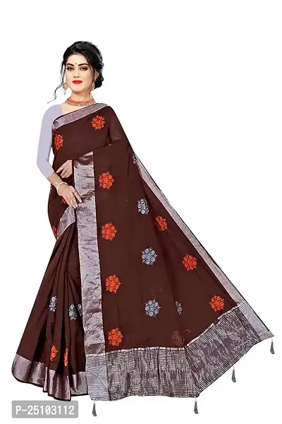 VSP FANCY COTTON SAREE with Blouse Piece (Brown)