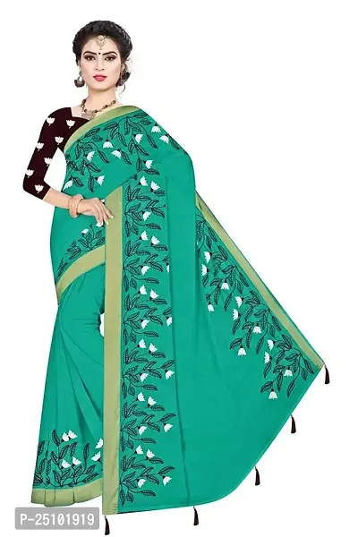 FANCY COTTON SAREE with Blouse Piece (Peacock Green)-thumb0