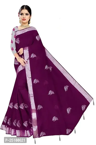 VIJAY SHANTI PRINTS FANCY COTTON SAREE (Purple)-thumb0