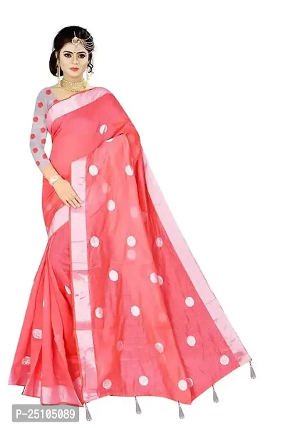 FANCY COTTON SAREE with Blouse Piece (Red)