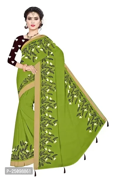 FANCY COTTON SAREE with Blouse Piece (Olive Green)-thumb0