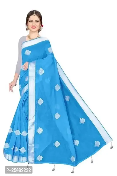 saree VIJAY SHANTI PRINTS FANCY COTTON (Light Blue)-thumb0