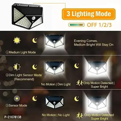 Solar Light 100 LED Motion Sensor Light 4 Side Bright Light with Dim Mode - Security Lamp for Home,Outdoors Pathways.-thumb3