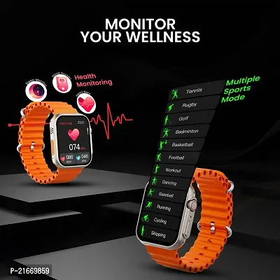 vMart Retails Latest Ultra Series 8 Smart Watch for Android/iOS for Men  Women with Bluetooth Calling, Heart Rate, Sports Mode, Sleep Monitoring, IP68 Waterproof (Ocean Orange Watch)-thumb2