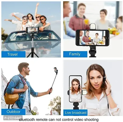 Latest Bluetooth Selfie Sticks with Remote and Selfie Light Compatible with All Phones (Black) Pack of 1-thumb5