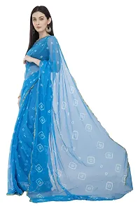Saree For Womens Bandhej Silk Bandhani | Women's Chiffon Bandhej Bandhani With Blouse Piece | (Sky Blue)-thumb1