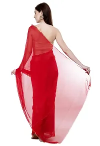 Bunny Creation Women's Plain Chiffon Saree With Blouse Piece (23_Red)-thumb2