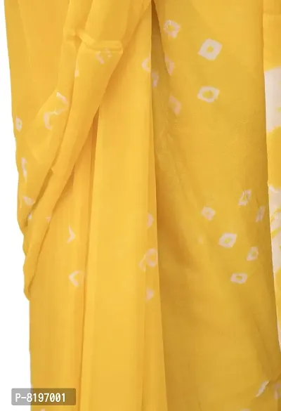 Saree For Womens Bandhej Silk Bandhani | Women's Chiffon Bandhej Bandhani With Blouse Piece | (Yellow)-thumb4