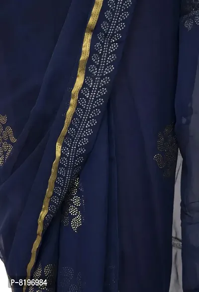 New Women's Chiffon Gold Kalash - Jaquard Designs Saree with Blouse Piece | Fashions Designer Traditional | Women's Stylish Saree |hellip; (Dark blue)-thumb4