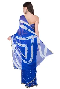 Women Beautiful Blue Printed Chiffon Saree with Blouse piece-thumb2