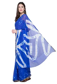 Women Beautiful Blue Printed Chiffon Saree with Blouse piece-thumb1