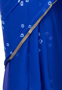 Women Beautiful Blue Printed Chiffon Saree with Blouse piece-thumb3