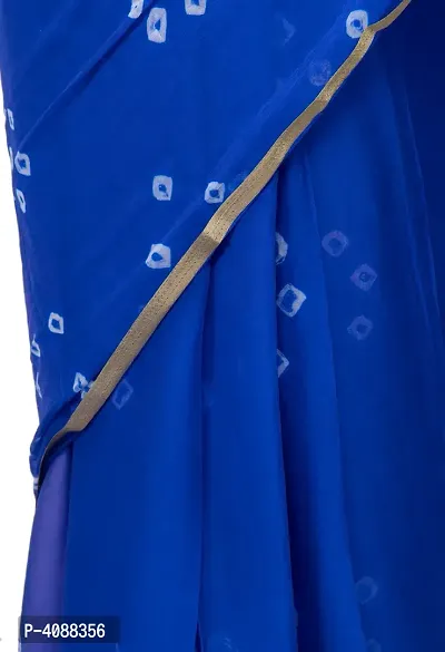 Women Beautiful Blue Printed Chiffon Saree with Blouse piece-thumb4