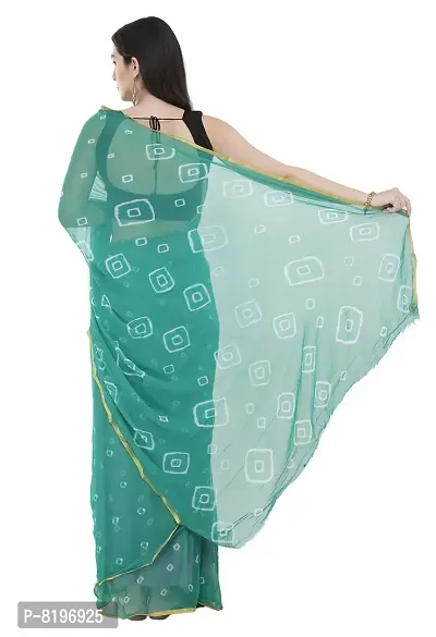 Saree For Womens Bandhej Silk Bandhani | Women's Chiffon Bandhej Bandhani With Blouse Piece | (Sea Green)-thumb3