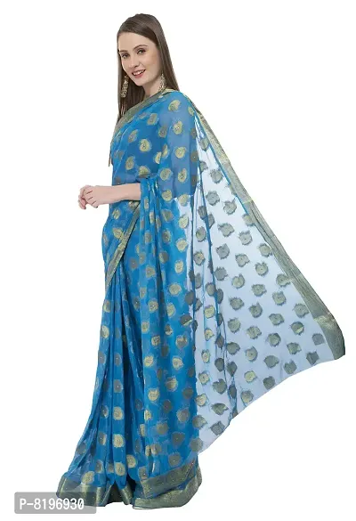 Bunny Creation Women's Plain Chiffon Saree With Blouse Piece