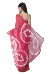 Saree For Womens Bandhej Silk Bandhani | Women's Chiffon Bandhej Bandhani With Blouse Piece | (Pink)-thumb2