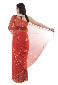 Saree For Womens Bandhej Silk Bandhani | Women's Chiffon Bandhej Bandhani With Blouse Piece | (Orange)-thumb2