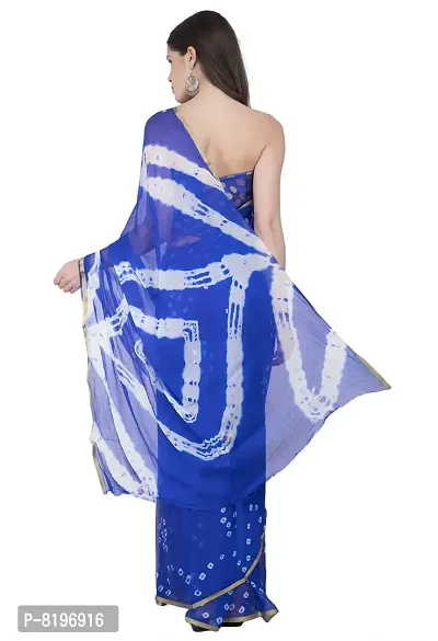 Bunny Creation Women's Chiffon Saree With Blouse Piece (1_Blue)-thumb3