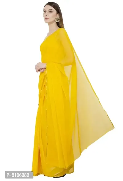 Bunny Creation Women's Chiffon Saree (Wk 45_7215, Yellow)-thumb2