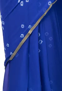 Saree For Womens Bandhej Silk Bandhani | Women's Chiffon Bandhej Bandhani With Blouse Piece | (Blue)-thumb3