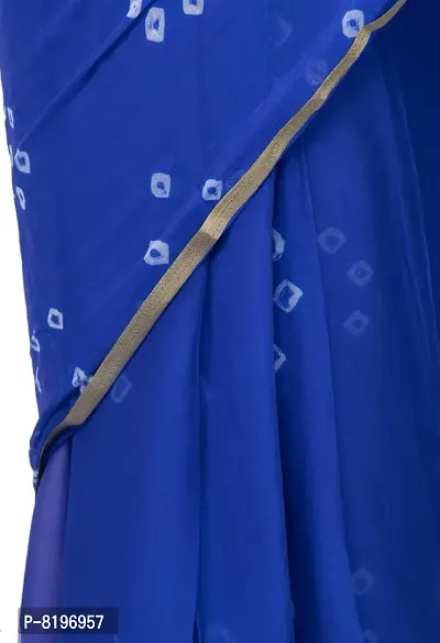 Saree For Womens Bandhej Silk Bandhani | Women's Chiffon Bandhej Bandhani With Blouse Piece | (Blue)-thumb4