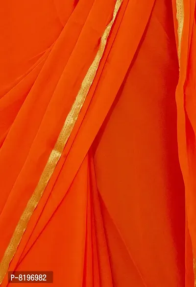 Bunny Creation Women's Chiffon Saree (Wk 45_68_Skin & Orange)-thumb4