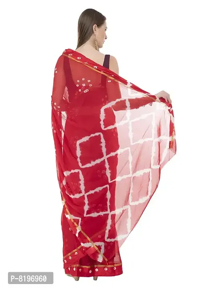 Bunny Creation Women's Plain Chiffon Saree With Blouse Piece (BCS107_Red)-thumb3