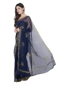 New Women's Chiffon Gold Kalash - Jaquard Designs Saree with Blouse Piece | Fashions Designer Traditional | Women's Stylish Saree |hellip; (Dark blue)-thumb1