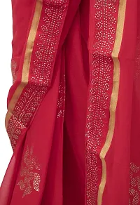 Bunny Creation Women's Jacquard Chiffon Saree With Unstitched Blouse Piece (7_Red)-thumb3