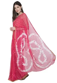 Saree For Womens Bandhej Silk Bandhani | Women's Chiffon Bandhej Bandhani With Blouse Piece | (Pink)-thumb1