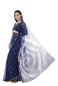 Saree For Womens Bandhej Silk Bandhani | Women's Chiffon Bandhej Bandhani With Blouse Piece | (Dark Blue)-thumb1