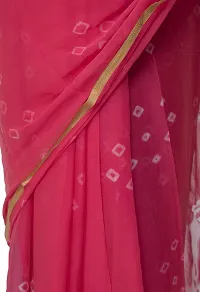 Saree For Womens Bandhej Silk Bandhani | Women's Chiffon Bandhej Bandhani With Blouse Piece | (Pink)-thumb3