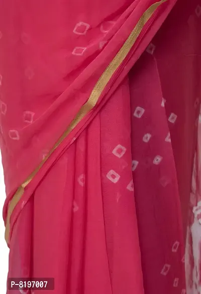 Saree For Womens Bandhej Silk Bandhani | Women's Chiffon Bandhej Bandhani With Blouse Piece | (Pink)-thumb4