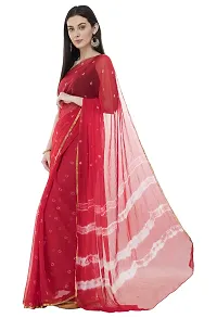 Saree For Womens Bandhej Silk Bandhani | Women's Chiffon Bandhej Bandhani With Blouse Piece | (Red)-thumb1