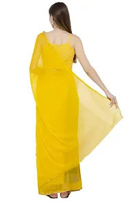 Bunny Creation Women's Chiffon Saree (Wk 45_7215, Yellow)-thumb2