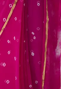 Saree For Womens Bandhej Silk Bandhani | Women's Chiffon Bandhej Bandhani With Blouse Piece | (Rose Pink)-thumb3