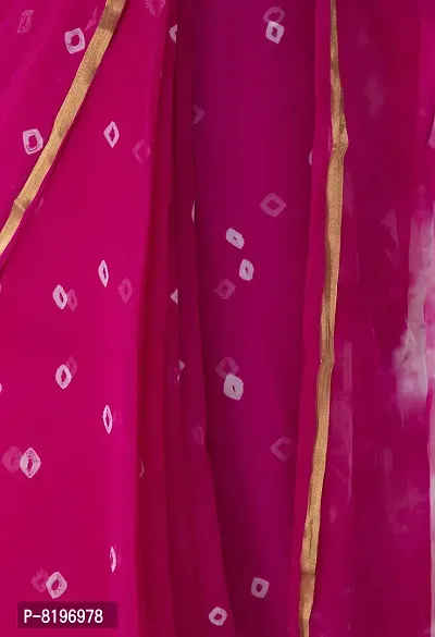 Saree For Womens Bandhej Silk Bandhani | Women's Chiffon Bandhej Bandhani With Blouse Piece | (Rose Pink)-thumb4