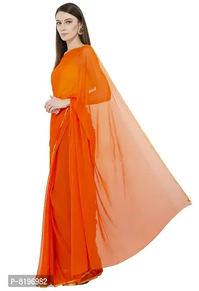 Bunny Creation Women's Chiffon Saree (Wk 45_68_Skin & Orange)-thumb2